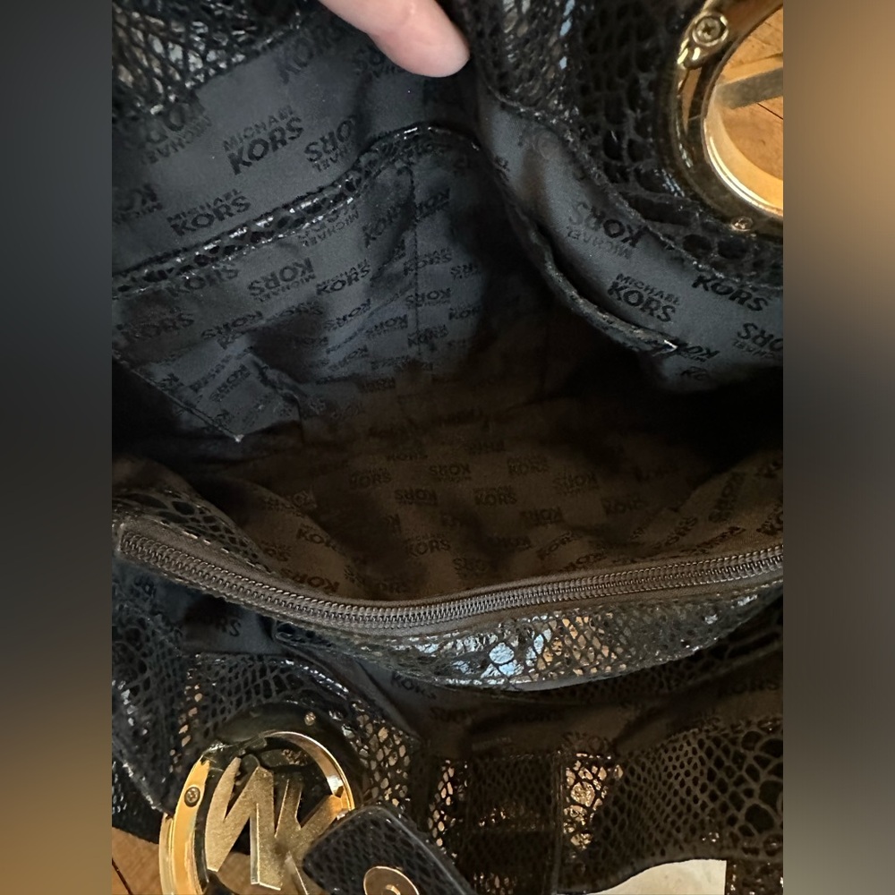 Michael Kors Fulton Black Python Embossed Leather… - image 5